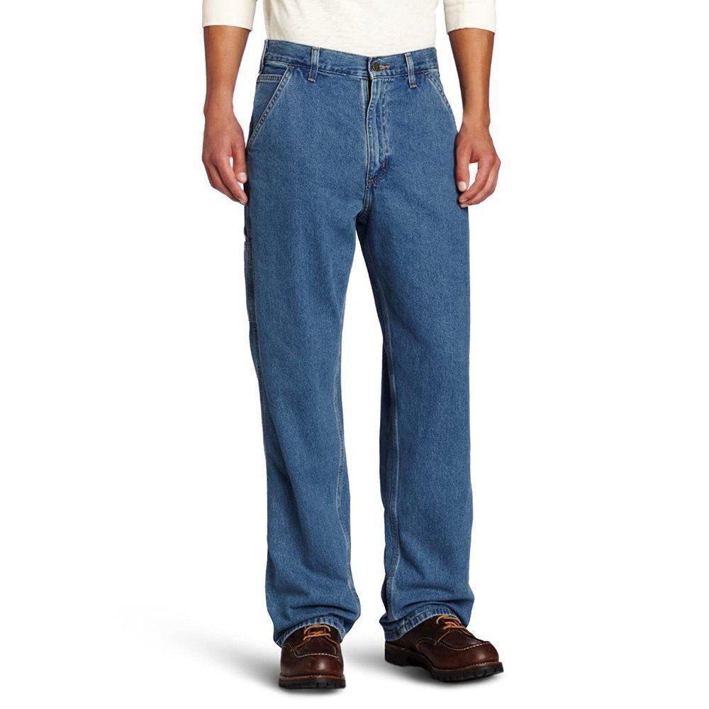 Carhartt Mens Blue Side Pockets Straight Leg Dungaree Fit Work Jeans Size 40x20